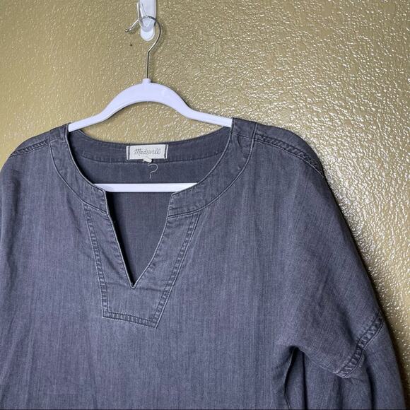 Madewell Womens Top Size XXS Black Long Sleeve Chambray V-Neck Pullover Casual - Picture 5 of 12